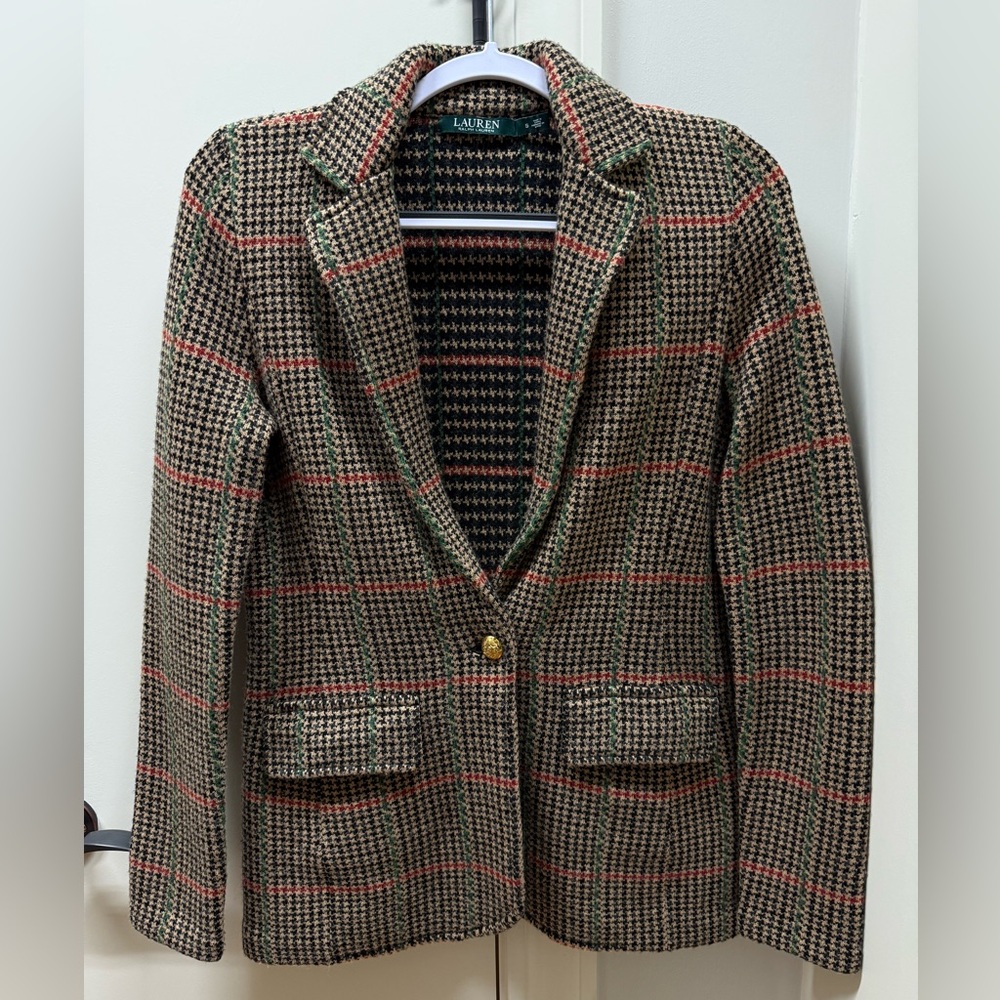 Lauren Ralph Lauren Houndstooth Plaid Blazer